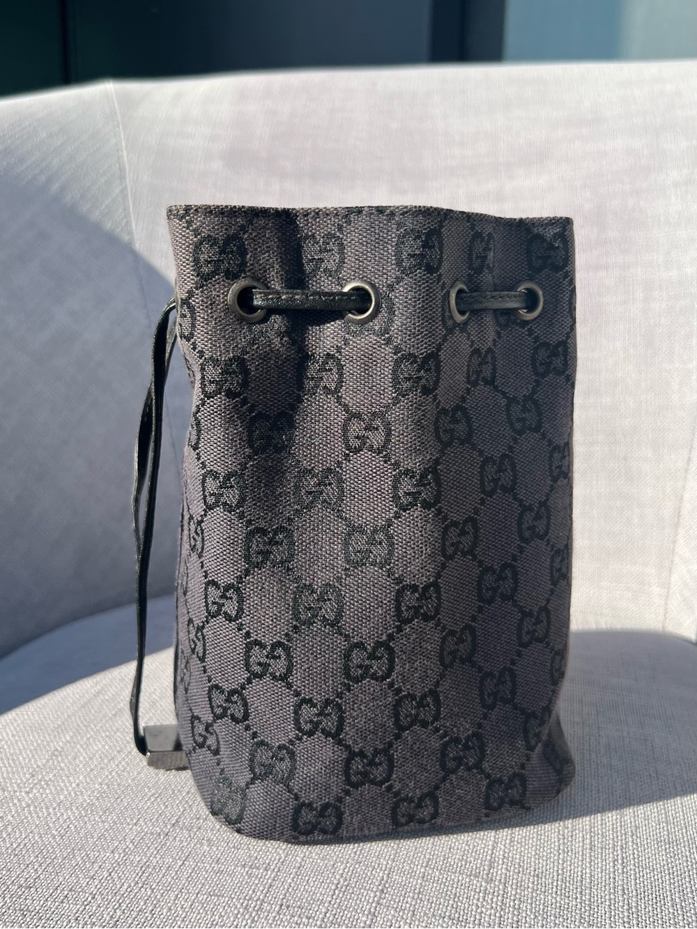 Gucci GG Canvas Drawstring Pouch Black - Picture 4 of 8